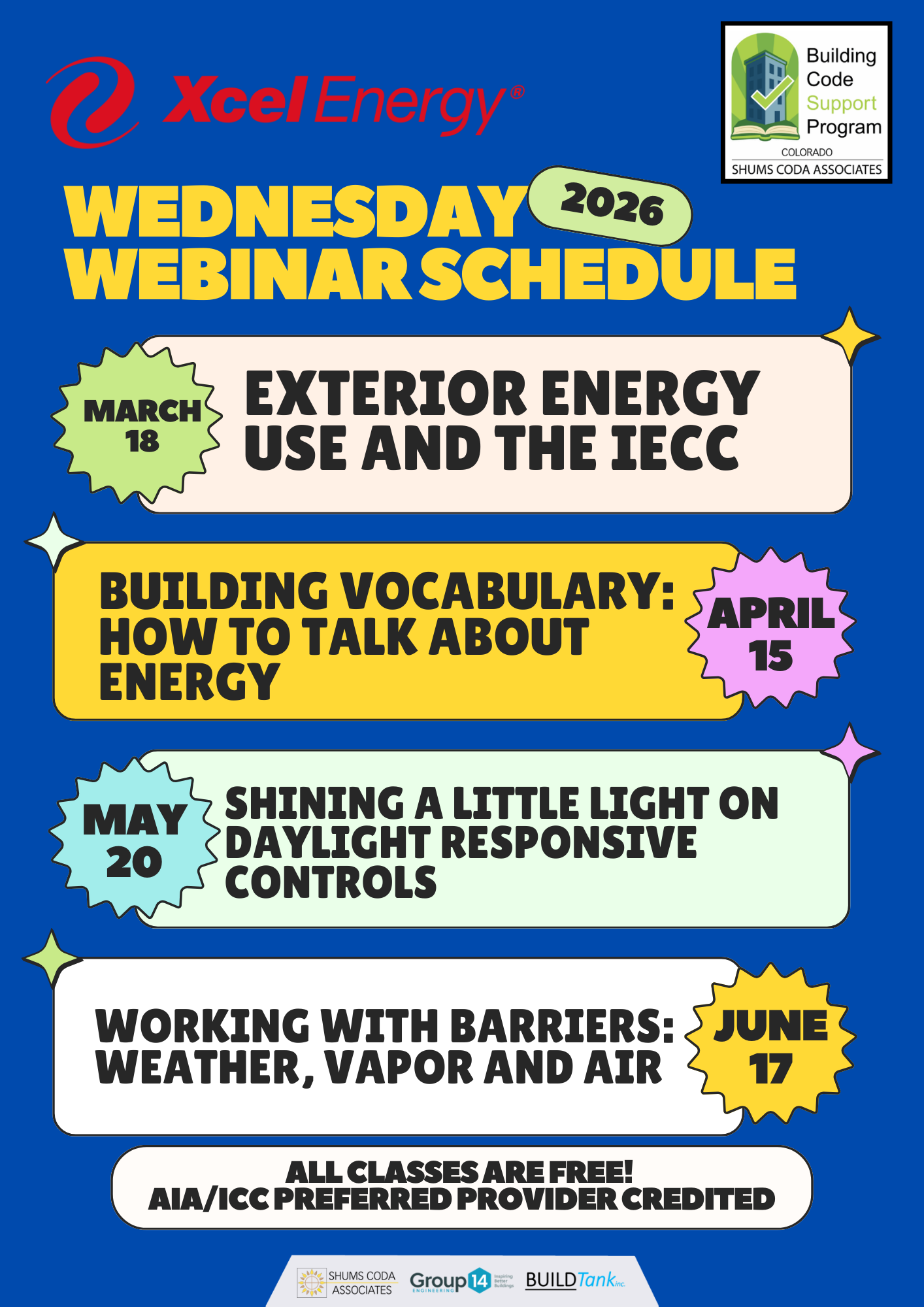 Building Code Support Program Wednesday 2026 Webinar Schedule